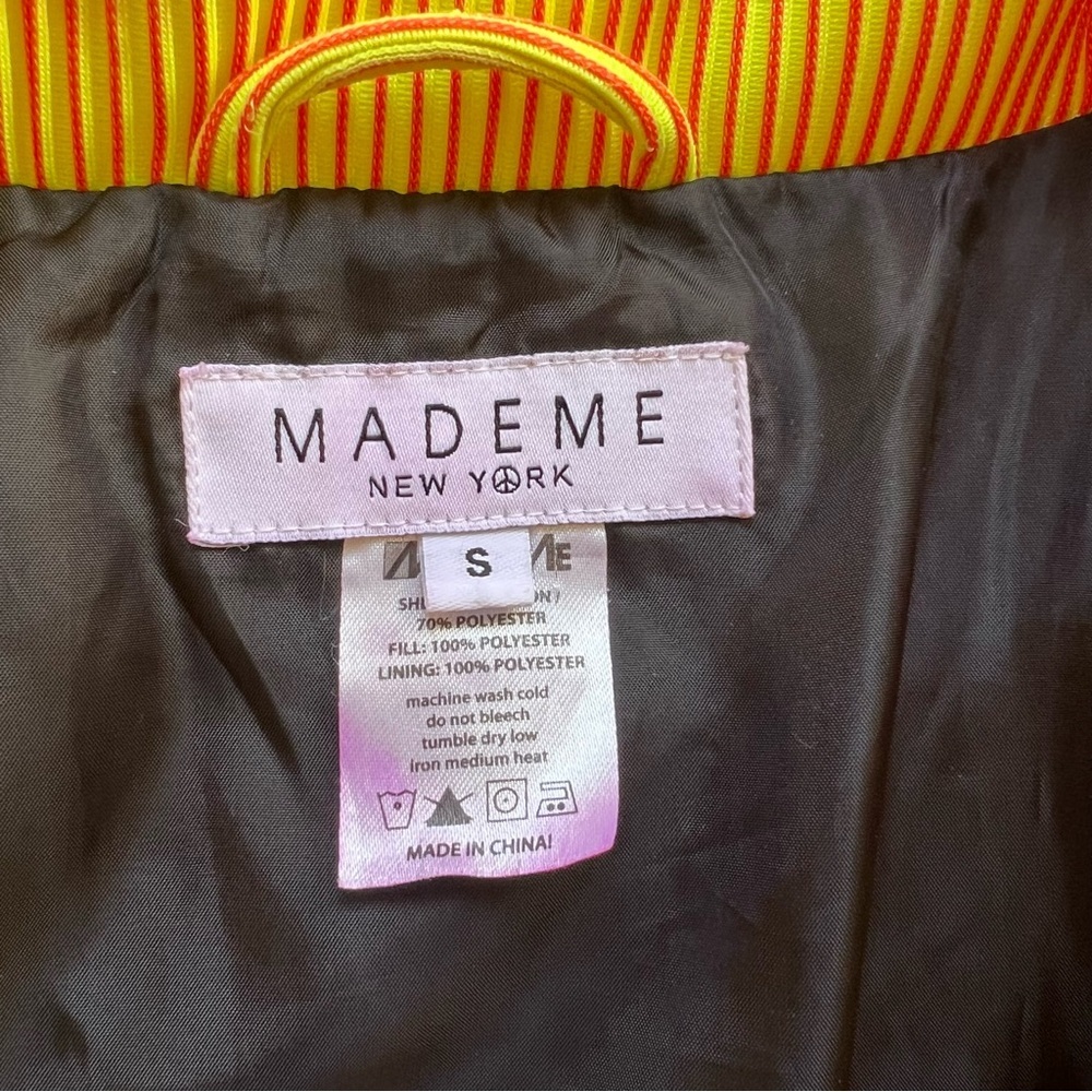 MadeMe New York Lenticular Yellow Mesh Puffer Coat Women Small - Picture 5 of 10